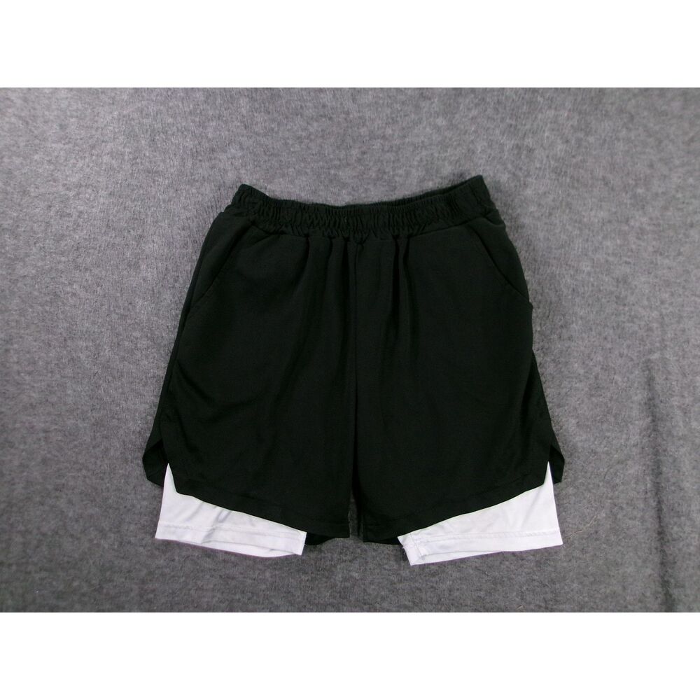 Shorts Youth Large Black White Elastic Waist Athletic Compression Modern Graphic